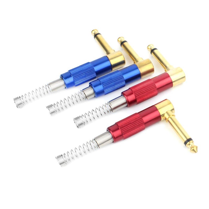 GiantBee 1/4" Audio Plugs 6.35 mm Plug TS Male 1/4 inch Heavy Duty Solder Type Mono Connector with Spring, Right Angle for DJ Mixer, Speaker Guitar Cables, Patch Cable, Microphone Cable Blue+Red (4 Pack) - Image 3